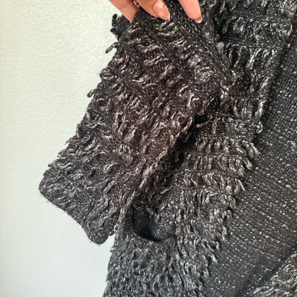 The Great Monster loop knit yarn cardigan sweater Metallic Black 1 Small - Picture 6 of 8